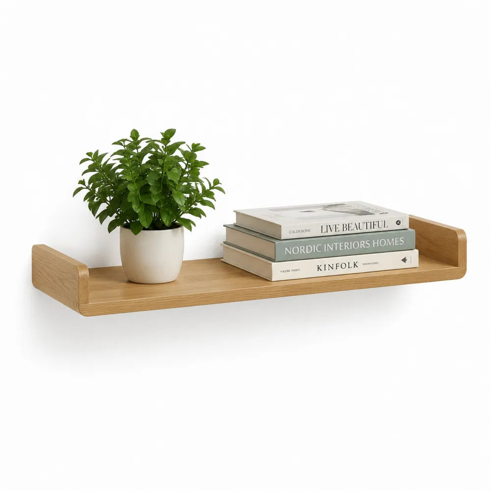 Wandregal 60 x 20 x 4 cm Holzwerkstoff Eichenoptik mit seitlichen Aufkantungen rechteckig