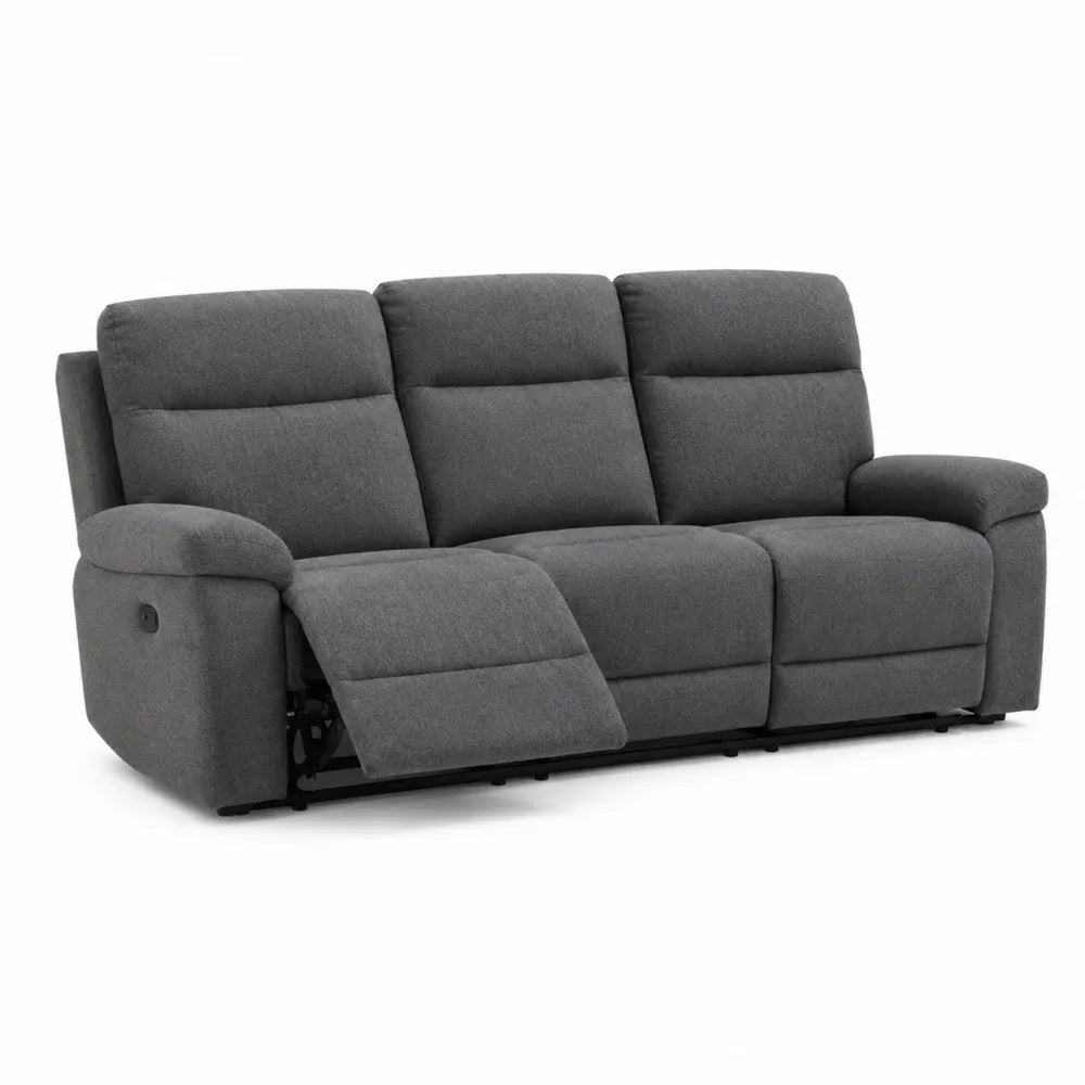 3-Sitzer Relaxsofa 210 x 95 x 100 cm Polyester Grau mit manueller Liegefunktion und Fußstütze rechteckig
