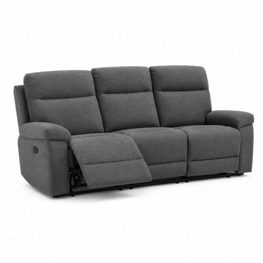 3-Sitzer Relaxsofa 210 x 95 x 100 cm Polyester Grau mit manueller Liegefunktion und Fußstütze rechteckig